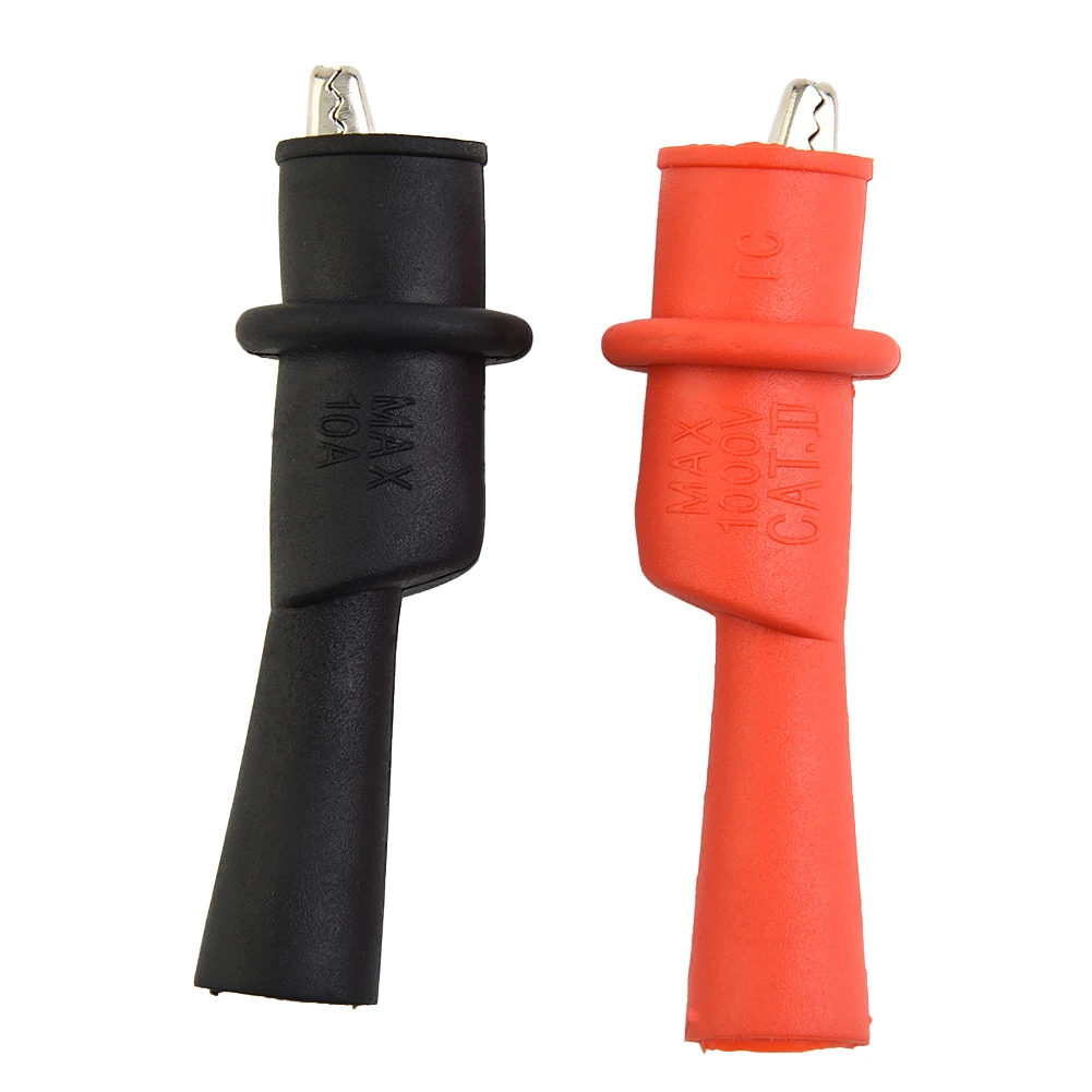 2pcs(1 Pair) Clip Wire Tips Test Clip Clamp Red+Black For Multi-Meter Tester AC DC 10A 1000V Multimeter Tool Accessories