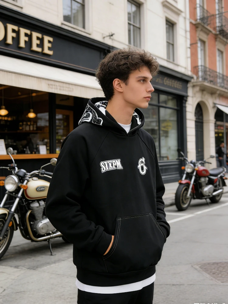 European and American new letter pullover hooded sweatshirt loose casual straight leg embroidered long pants sweatshirt set