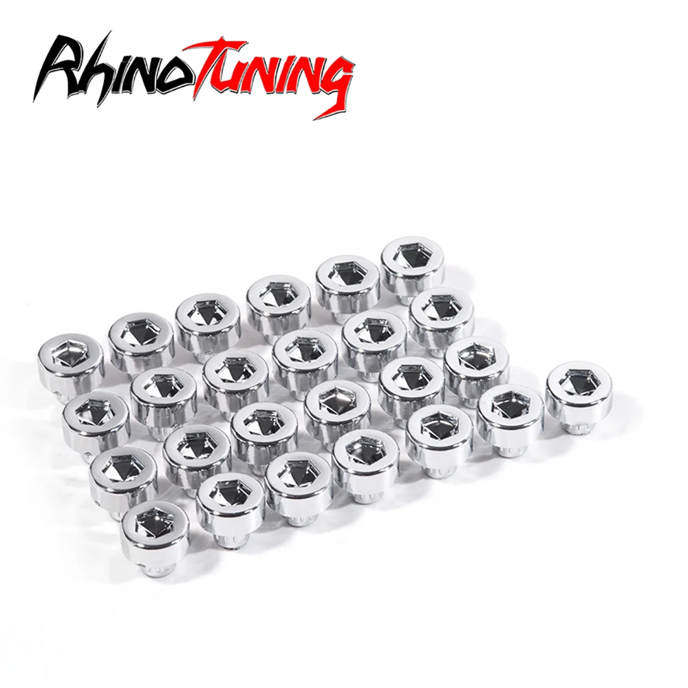 RhinoTuning 25pcs/100pcs Car Wheel Rims Alloy Studs Plastic Cap Lip Screw Engine Cover Screw  Nut for wheels Accessories Part