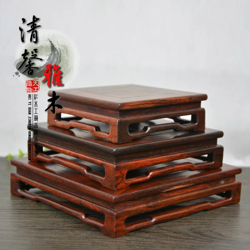 Red Wood  Rectangular Pedestal  Stone Vases Bonsai Disply Tray Min Dynasty Type Furnishing Articles Of Buddha Base