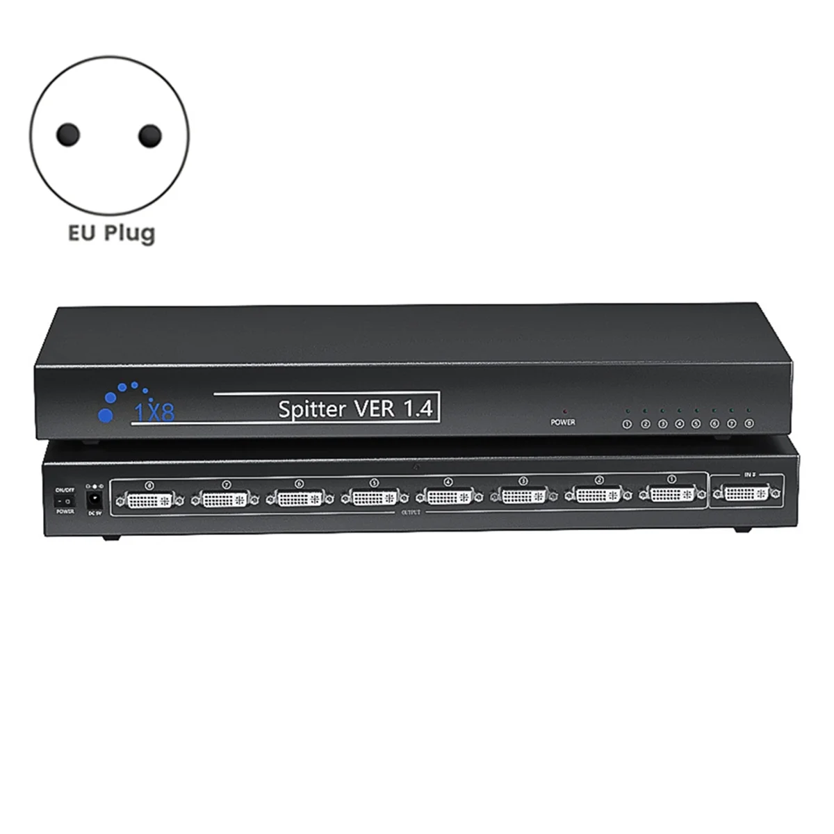 Splitter 8 Port DVI Splitter 1 in 8 Out DVI Sharer Splitter 1 in 8 Out DVI Splitter EU Plug