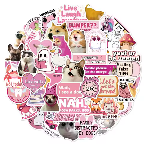 50PCS Pink Funny Sticker Graffiti Sticker DIY Handmade Clipping Book Box Packaging Speaker Fun Stickers