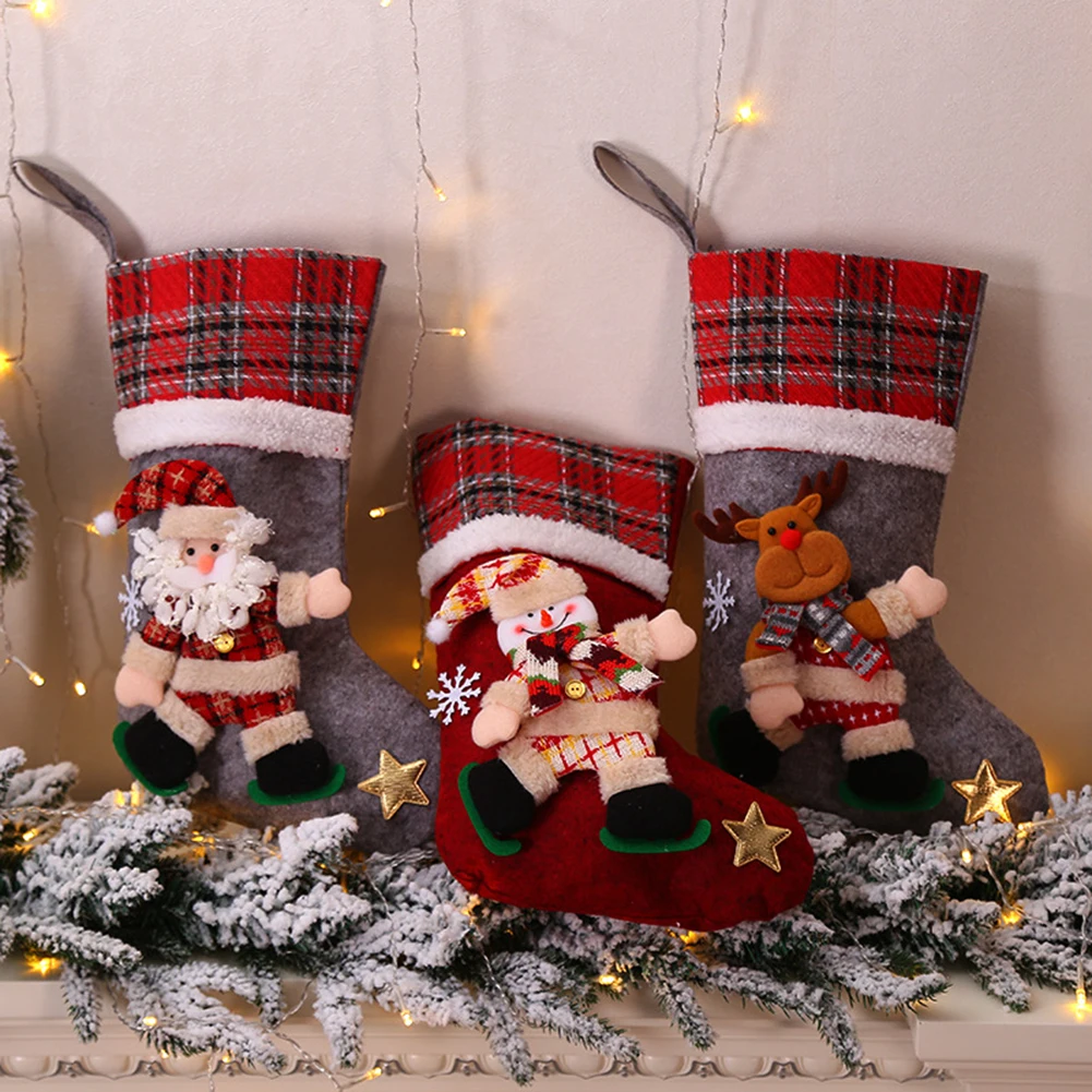 Christmas Stockings with Hanging Rings Stylish Decor for Your Home Restaurant or Club During the Festive Season