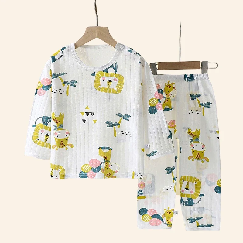 Conjuntos para niños, ropa de algodón para niños, ropa de dormir de casa de manga larga/corta, ropa para niños, Tops de Otoño Invierno, pantalones,