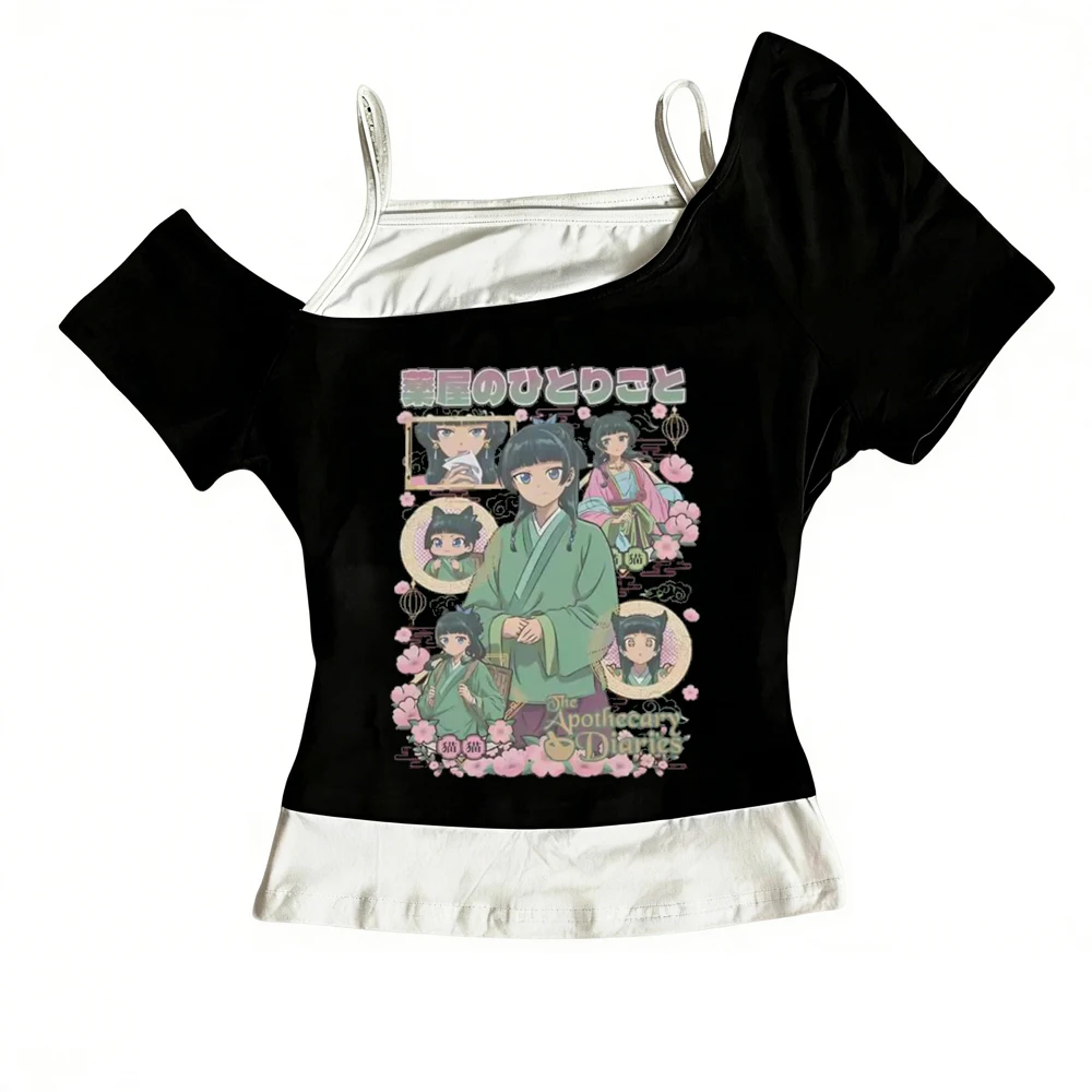 Maomao the Apothecary Diaries Crop-Top für Damen, 2000er-Jahre, Gyaru, Manga, Jojifuku, koreanische Mode, T-Shirt, Manga, Japan, Sommer – Detail 1