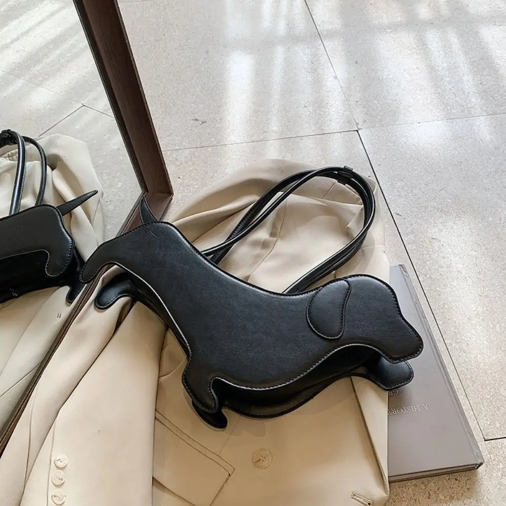 Creative Sausage Dog Dachshund Dog Bag Three-dimensional Pu Leather Animals Shoulder Bag Creative Cute Cartoon Handbag Girls