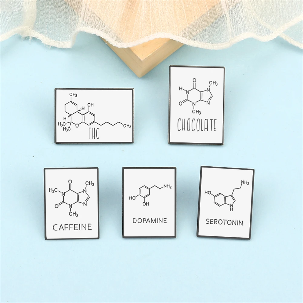 Creative Math Science Brooch π Chemical Element Molecular Formula Enamel Pin DOPAMINE Custom Badge Lapel Bag Jewelry Friend Gift