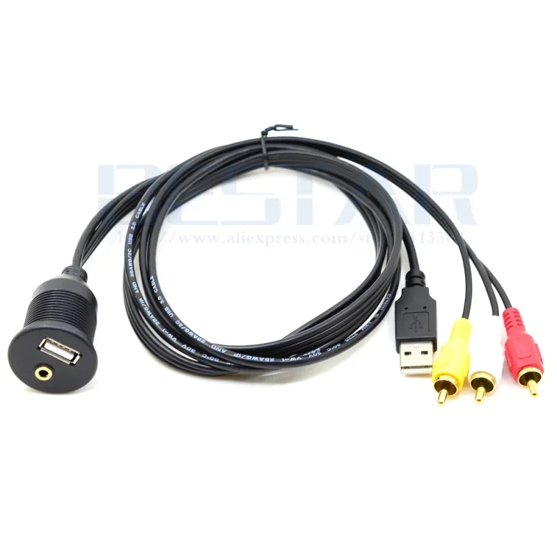 1 м/3 фута USB 2.0 и 3 RCA «папа» — USB2.0 и 3,5 мм «мама» Панель приборной панели Aux Удлинительный кабель для скрытого монтажа для автомобиля, лодки, грузовика, двигателя