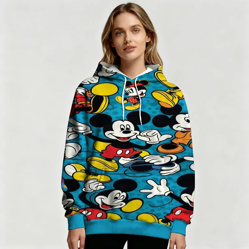 سترة نسائية بقلنسوة مطبوعة بالكامل من Disney Toy Story للخريف والشتاء، بلوفر كاجوال بنمط شخصيات كرتونية للسيدات العصريات