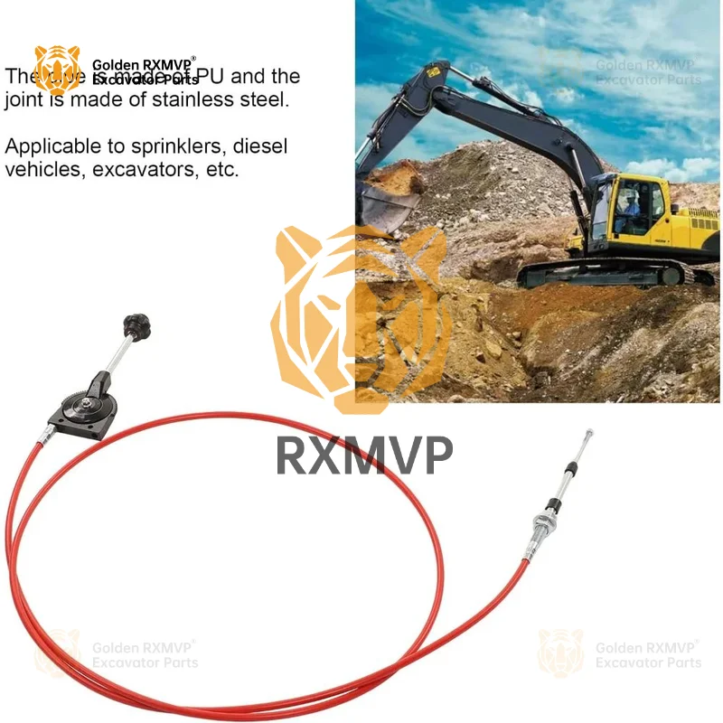 Throttle Controller Cable, Easy Operation Stainless Steel Connector Wide Application Excavator Throttle Cable for Sprinkler Cart