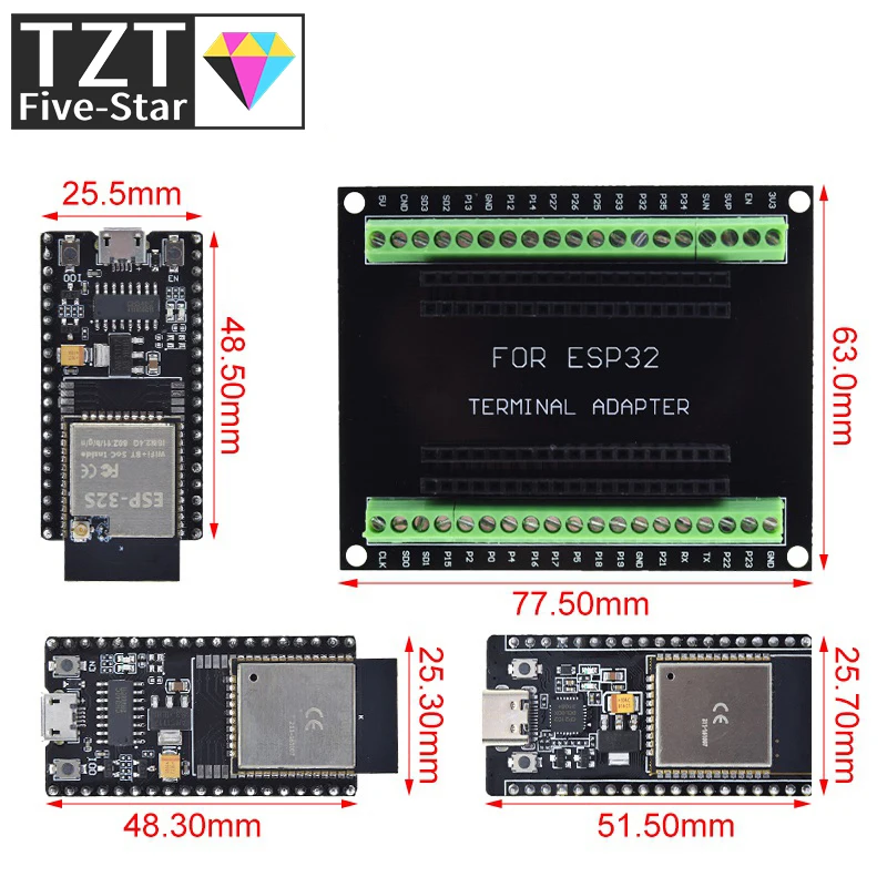 ESP32 Development Board ESP-32S NodeMCU-32S MICRO/TYPE-C Wireless Module WiFi+Bluetooth ESP-WROOM-32 IOT Expansion Board