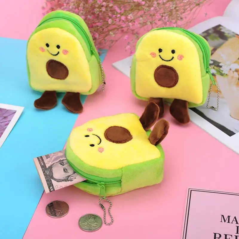 Fruit Shape Change Wallet Avocado-Shaped Portable Change Wallet Purse Wallet Coin Pouches For Change Coin Cards Keys Lipstick