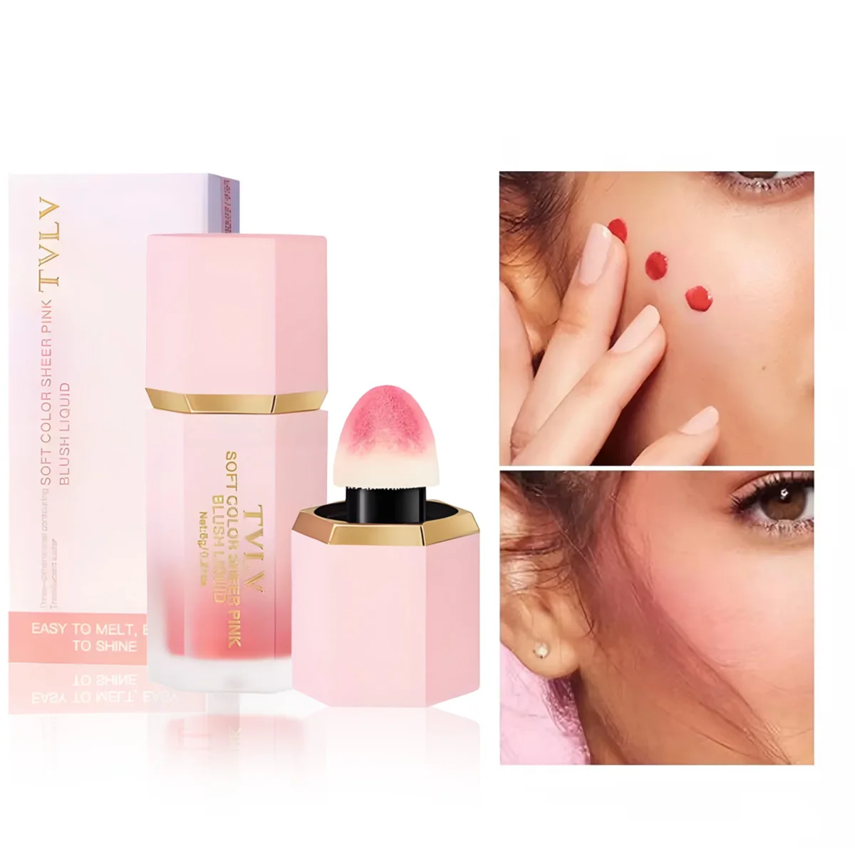 TVLV Velvet Liquid Blush Matte Sponge Head Blusher Natural Lasting Brighten Facial Contour Blush Tint Makeup