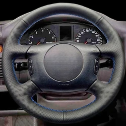 DIY Black Artificial Leather Non-Slip Car Steering Wheel Cover For Audi A6 (C5) A2 (8Z) Avant A8 (D2) S4 2003-2005
