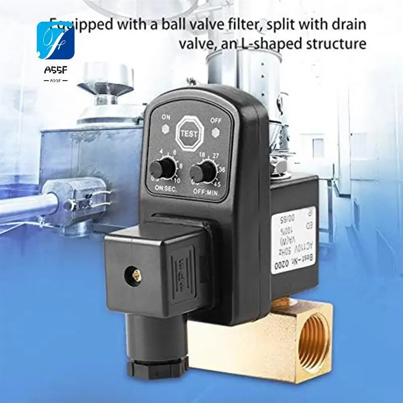 

A55F-G1/2 DN15 230V Automatic Timed Water Tank Electronic Timed Drain Valve For Air Compressor Condensate Management Easy Instal