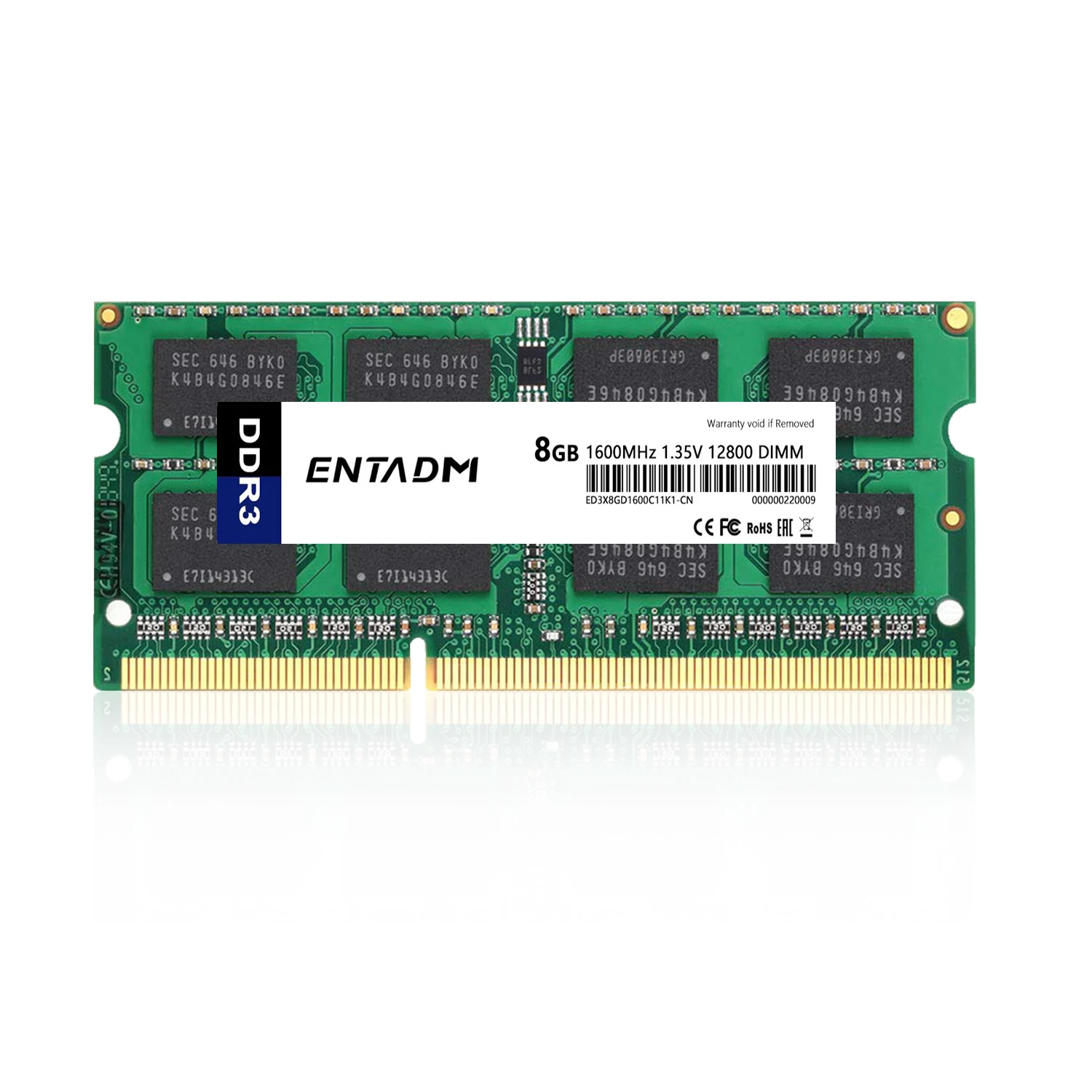 

ENTADM DDR3 1×8GB Notebook memory bar 1600MHz 1.35V NB