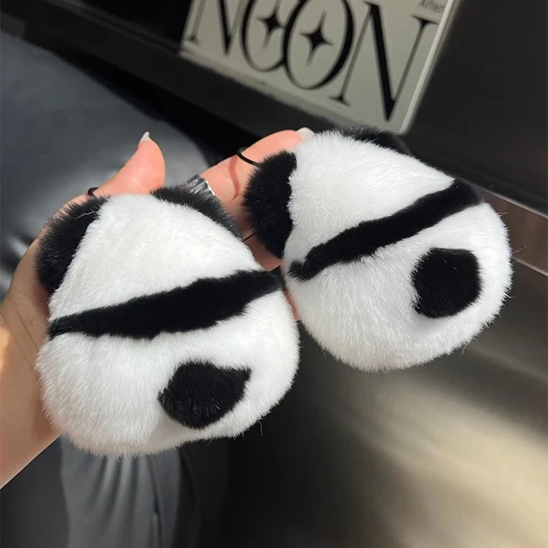 1Pcs Cute Plush Fur Mini Panda Keychains Car Keyring Purse School Bag Pendant Ornaments Toy Accessories Lovely Kids Toy Gifts