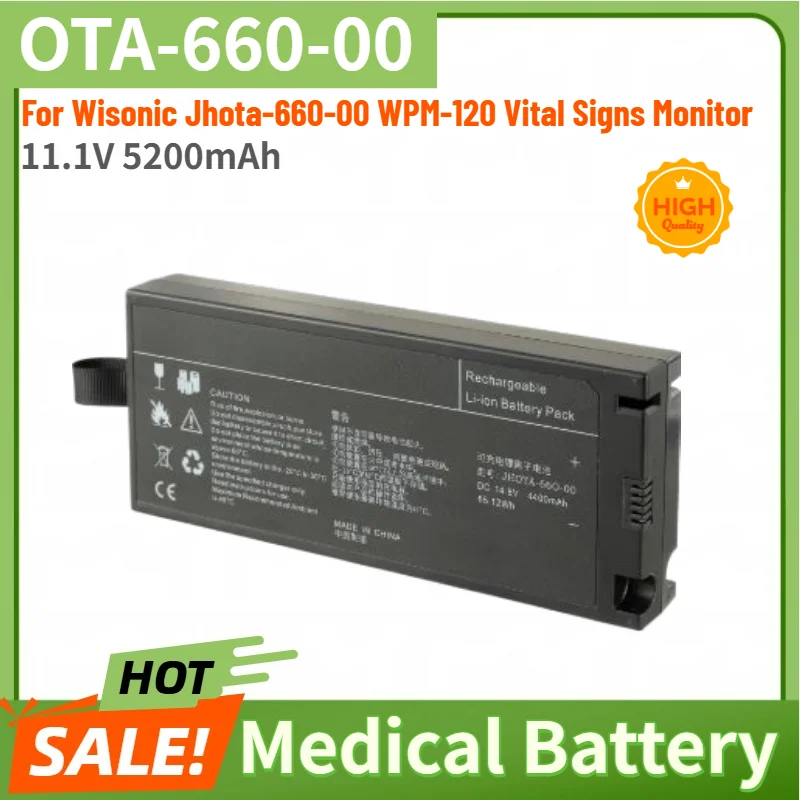 

100% New OTA-660-00 High Quality Battery 11.1V 5200mAh for Wisonic Jhota-660-00 WPM-120 Vital Signs Monitor Replacement Battery
