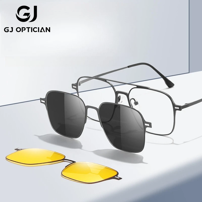 

GJ OPTICIAN магнитные очки на присоске, многофункциональные поляризационные солнцезащитные очки для близорукости, анти-синий свет, очки для чтения по рецепту