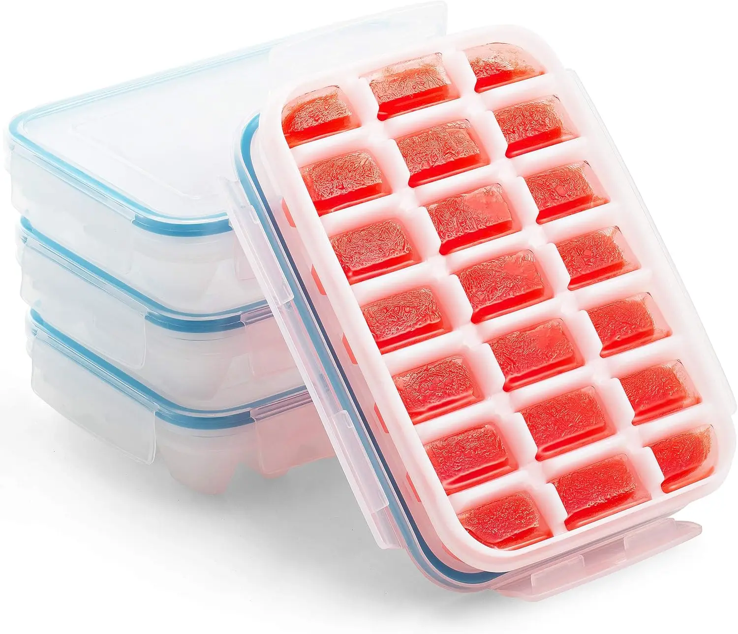 

3-Pack Ice Cube Trays with Airtight Lids | Stackable & Leakproof | Perfect for Cocktails