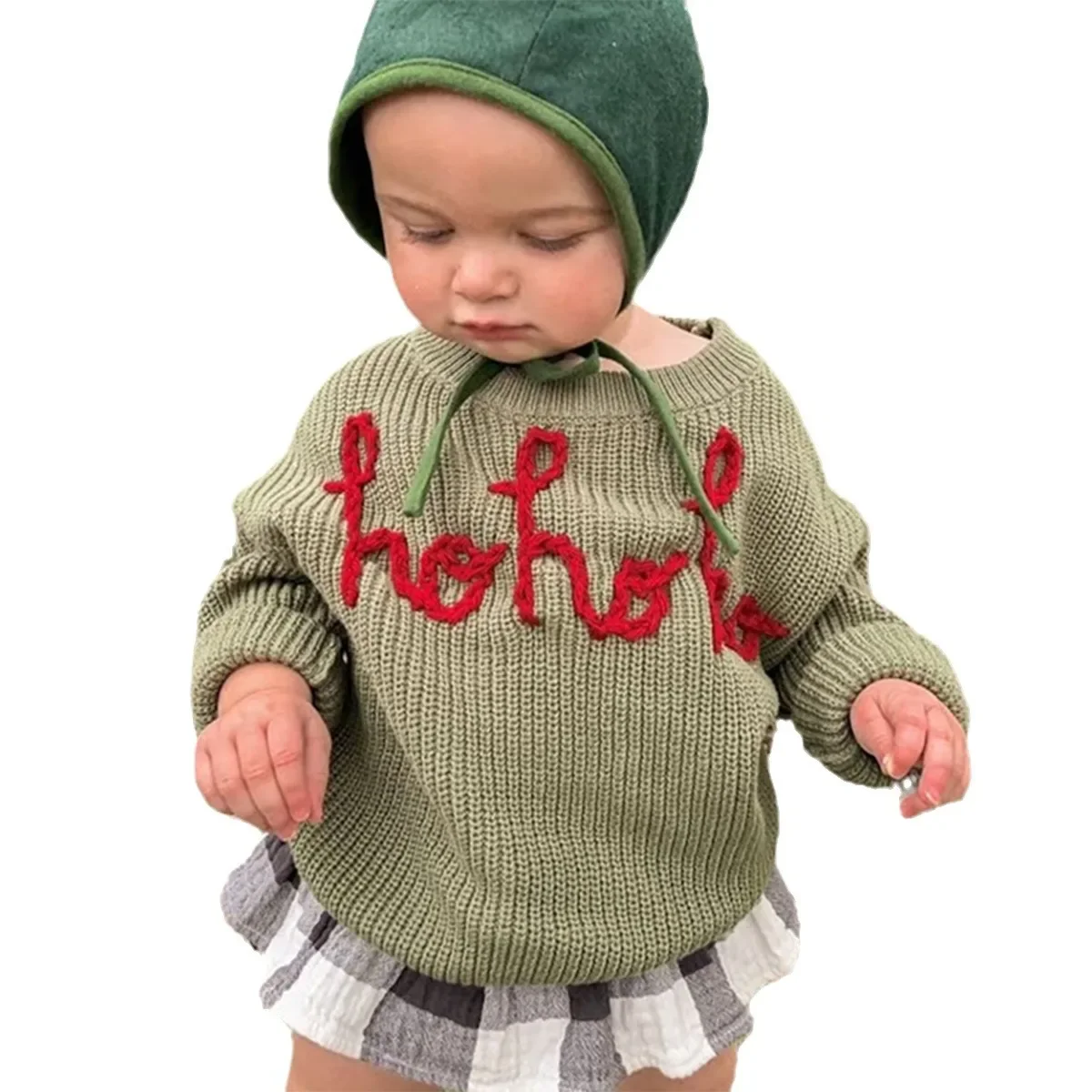 Custom Knit Children Winter Sweaters  Long Sleeve Loose Top Baby Cotton Sweater Personalized Name Baby Boy Sweater Girls