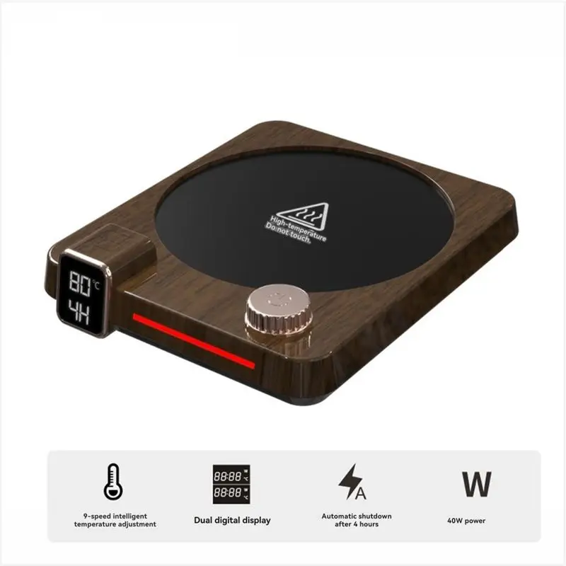 [B25B!】 220V Coffee Cup Heater Electric Mug Heater Constant Temperature 9 Gear Settings Keep C EU Plug