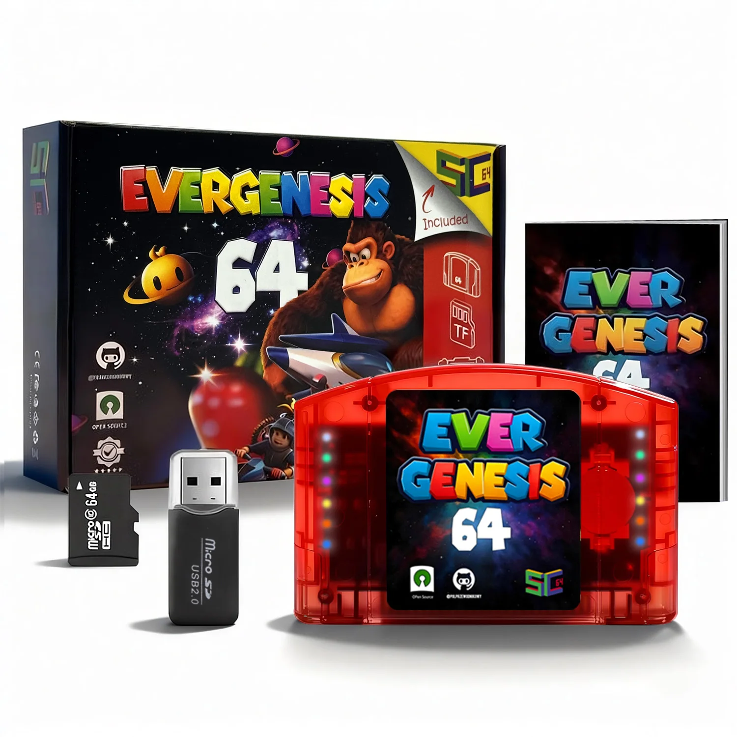 SC64 Flash Cart 10000-in-1 Open Source Game Cartridge voor Nintendo 64 N64 Console 6TG Modulaire Chip Regiovrij Met 64GB TF-kaart