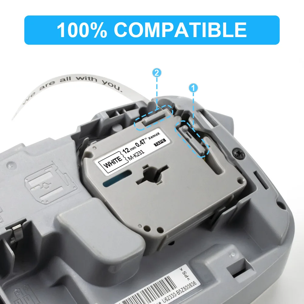 1Pcs MK-231 Compatible for Brother MK231 MK 231 MK-131 MK-631 221 621 9/12mm Label Tape for Brother P-touch PT-70 65 Label Maker