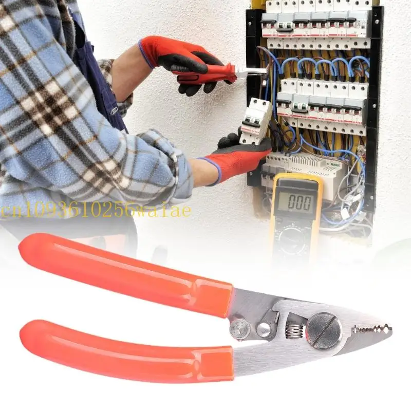 652F Professional 4 Port Fiber Cable Stripping Tool Adjustable Jaw Spring Mechanism Kevlars Shear Function