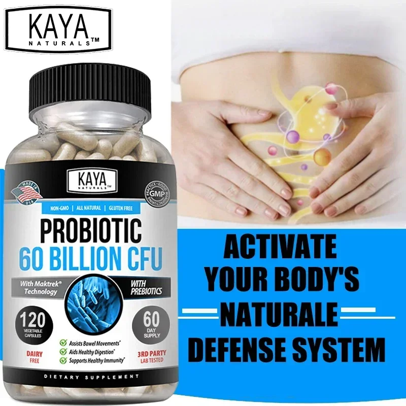 Probiotics 60 Billion CFU - Detox, Digestion & Gut Health - Supports Occasional Constipation, Gas & Bloating - for Women & Men