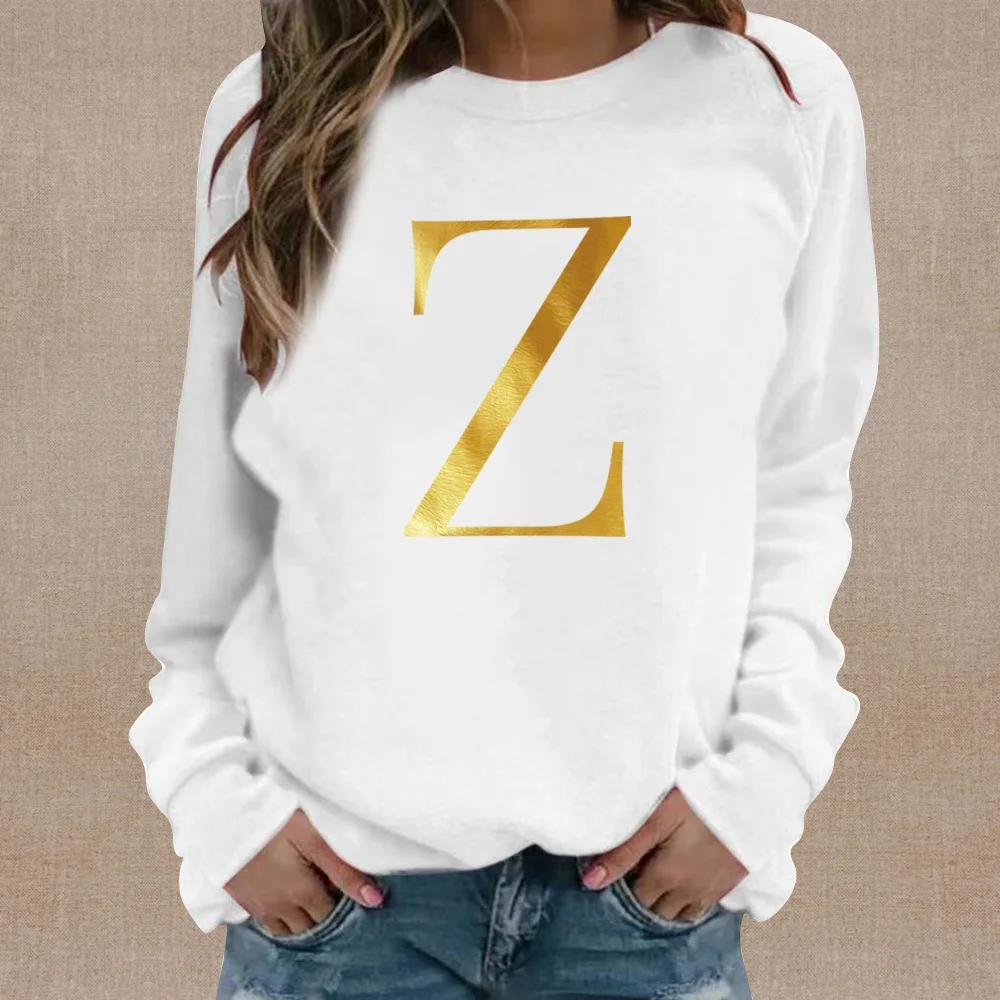 Women's New Fashion Hoodie Letter Pattern Printed White Long-sleeved Casual Sweatshirt Autumn and Winter Warm Lightweight Jumper