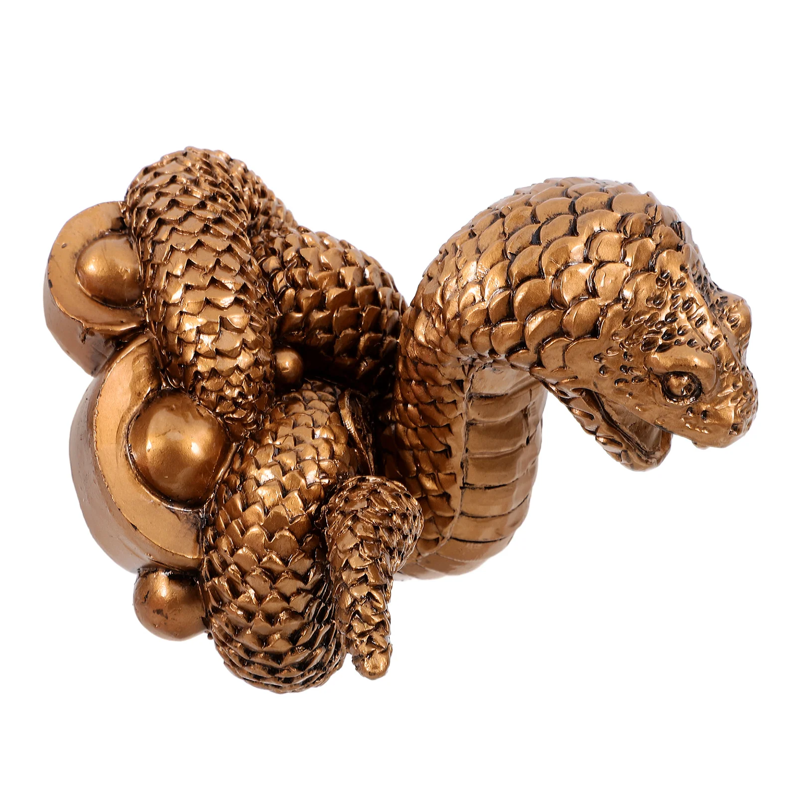 

Resin Snake Wealth Statue Small Lifelike Desk Garden Decoration Chinese Zodiac Snake Ornament Resin Craft Sculpture