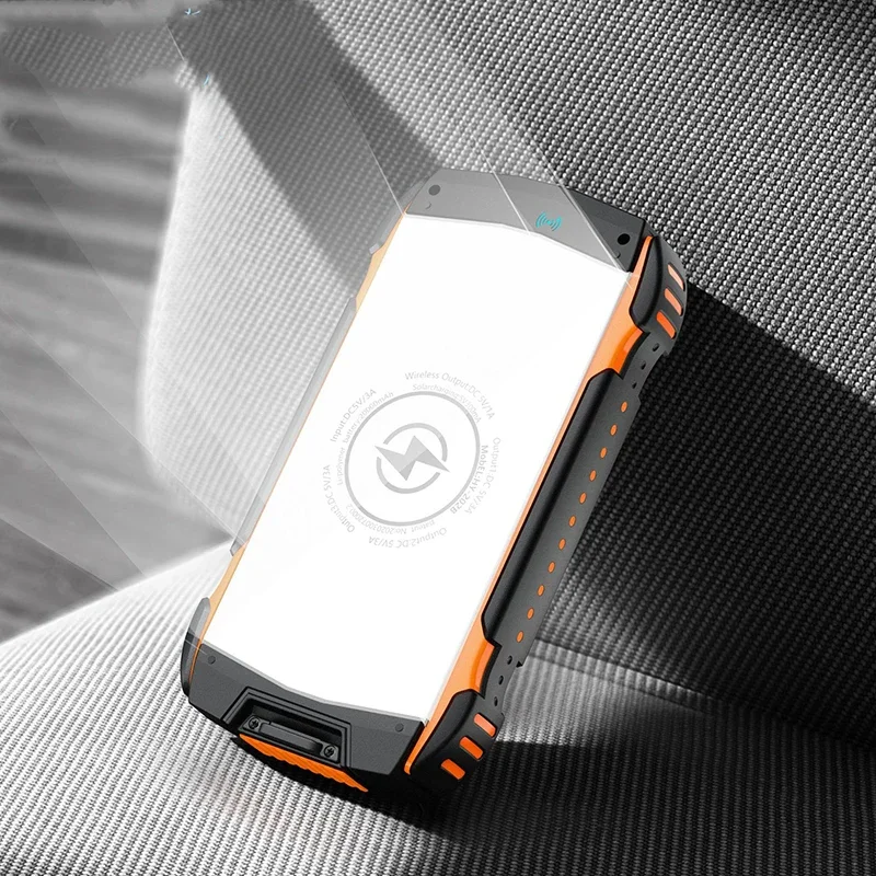 باور بانك يعمل بالطاقة الشمسية بقدرة 20000 مللي أمبير في الساعة شحن لاسلكي PD 18 وات شاحن سريع لهاتف آيفون 17 وسامسونج وهواوي وشاومي باور بانك مع ضوء للتخييم #2