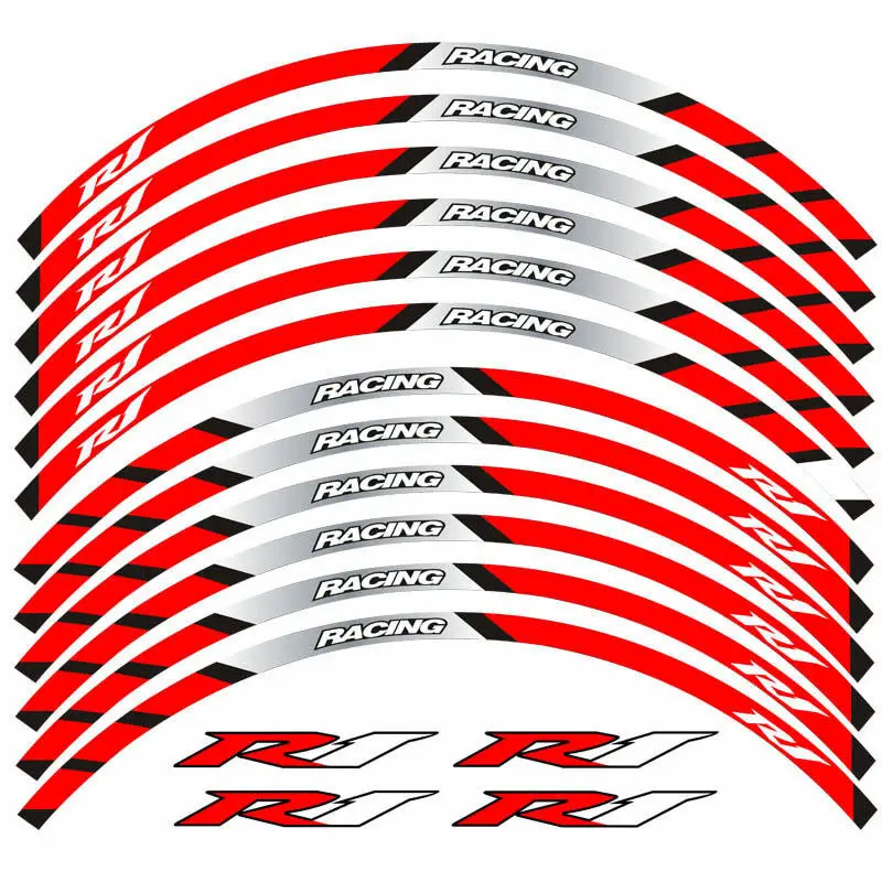 야마하 YZF-R1 YZF R1 17인치 림 스트라이프 휠 데칼 테이프 스티커 키트용 오토바이 스티커 데칼