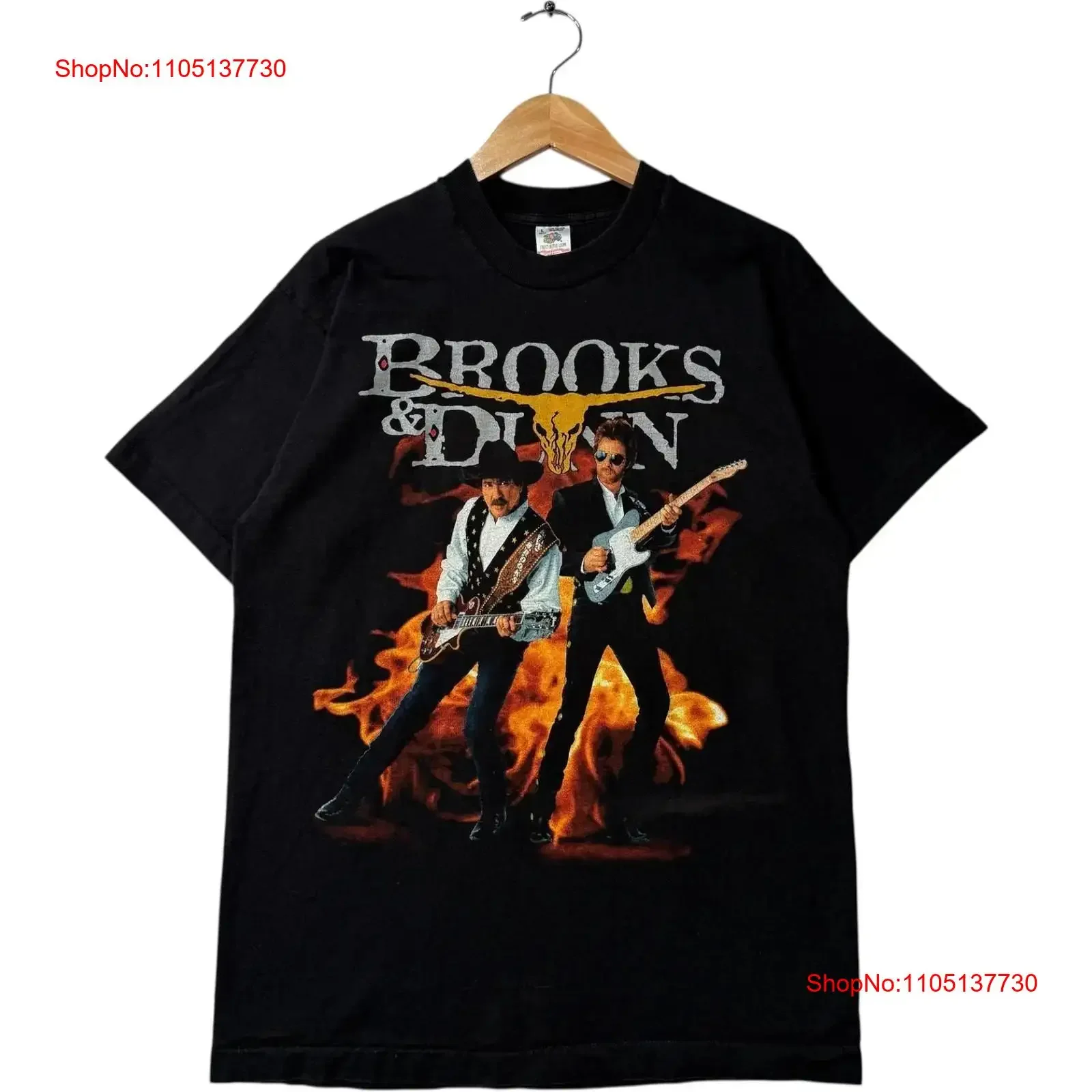 Camiseta Vintage Brookes y Dunn Country, camiseta grande negra vintage con gráfico lavado, Top suave y transpirable para uso diario, elegante