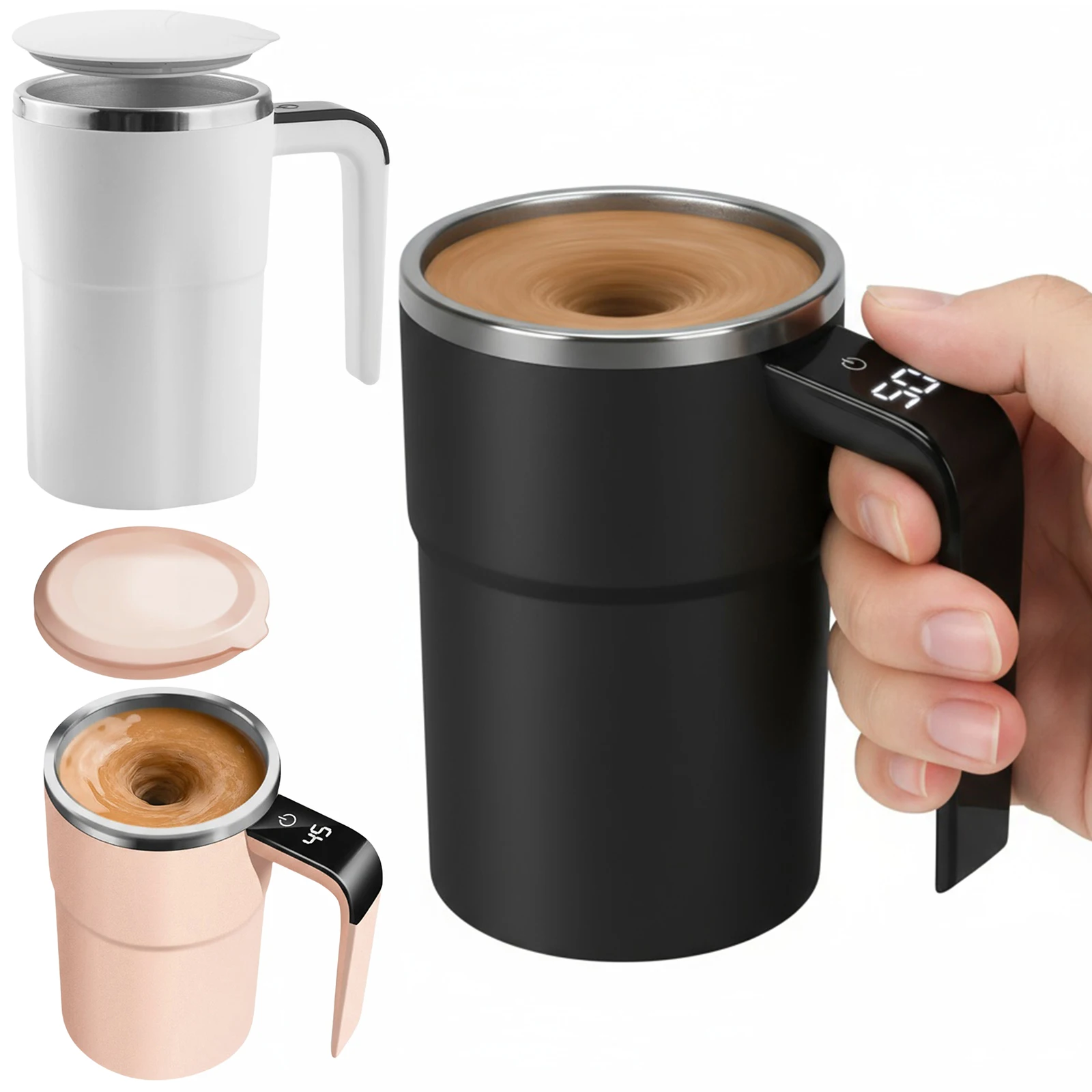 

Auto Magnetic Coffee Mug Rechargeable Automatic Stirring Cup Stainless Steel Travel Coffee Mug Suitable for Home Office Gifts