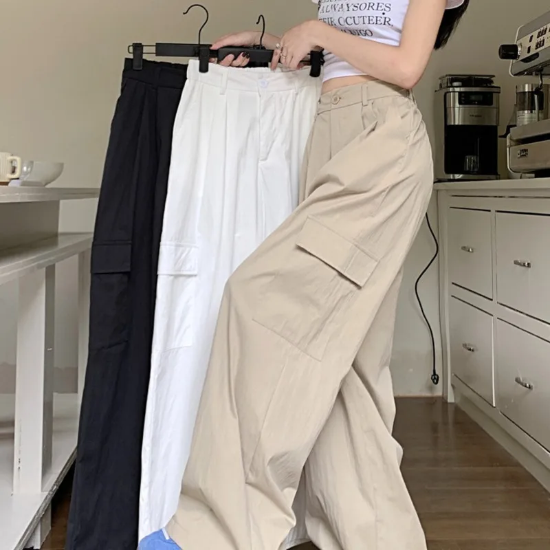 

American White Work For Women's Early Autumn New High Waisted Slimming And Loose Wide Leg Pants With A Sense Of Floor Dragging