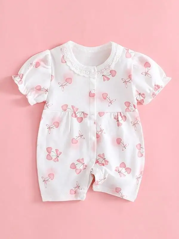 ملابس صيفية رائعة مطبوعة للفتيات الصغيرات حديثي الولادة من Rer ort Sve ملابس بياقة زهور للهواء الخارجي الحر