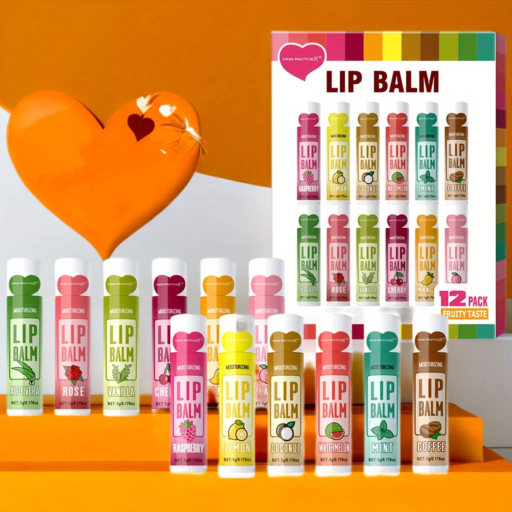 

12Pcs/Set Moisturizing Lip Balm Set Long-Lasting Exfoliating to Create Hydrated Lips Care Product