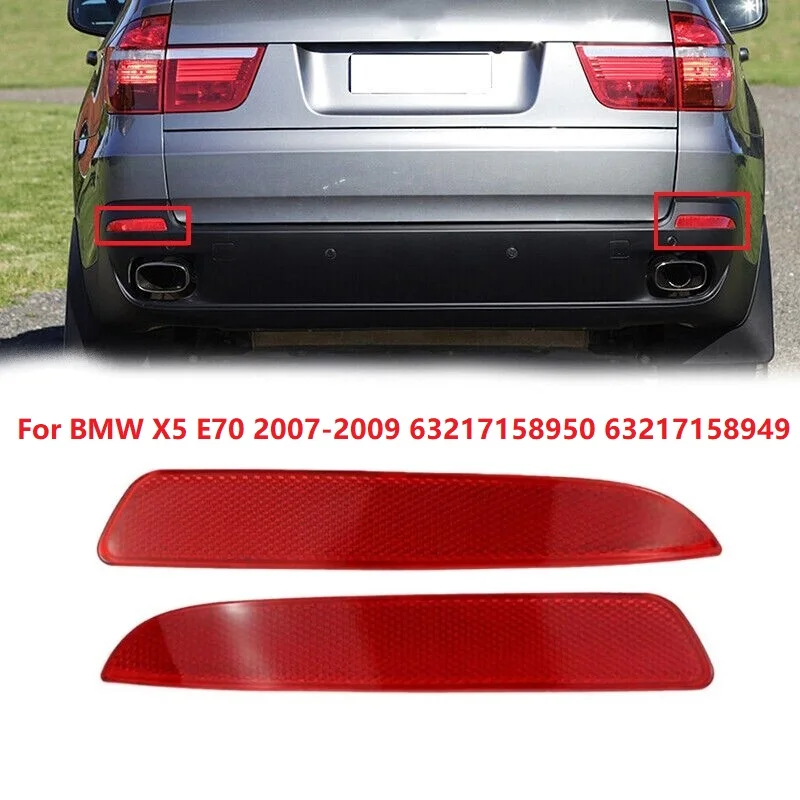 Left Right Rear Bumper Reflector Red Lens For BMW X5 E70 2007-2009 63217158949 63217158950 Replacement Set