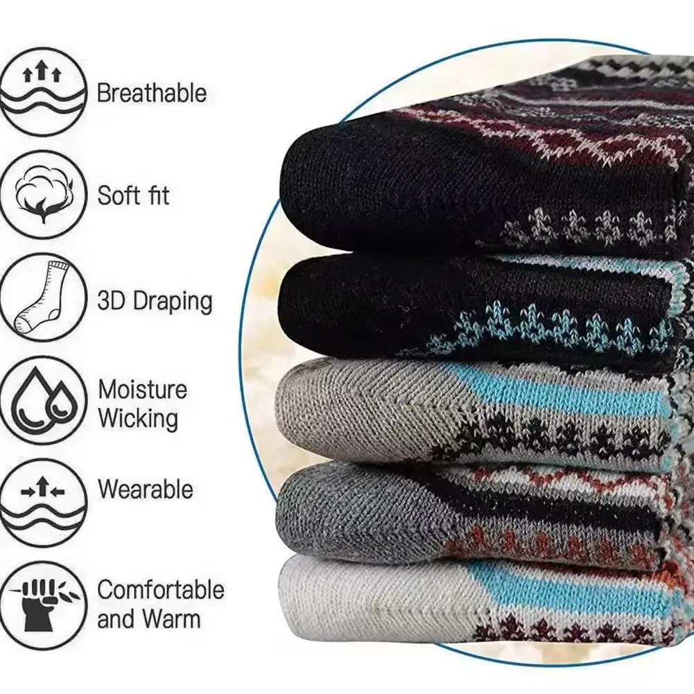 5 أزواج من الجوارب الحرارية للرجال والنساء، جوارب طاقم محبوكة دافئة للشتاء، جوارب رياضية كاجوال بحلقة تيري ناعمة للطقس البارد #2