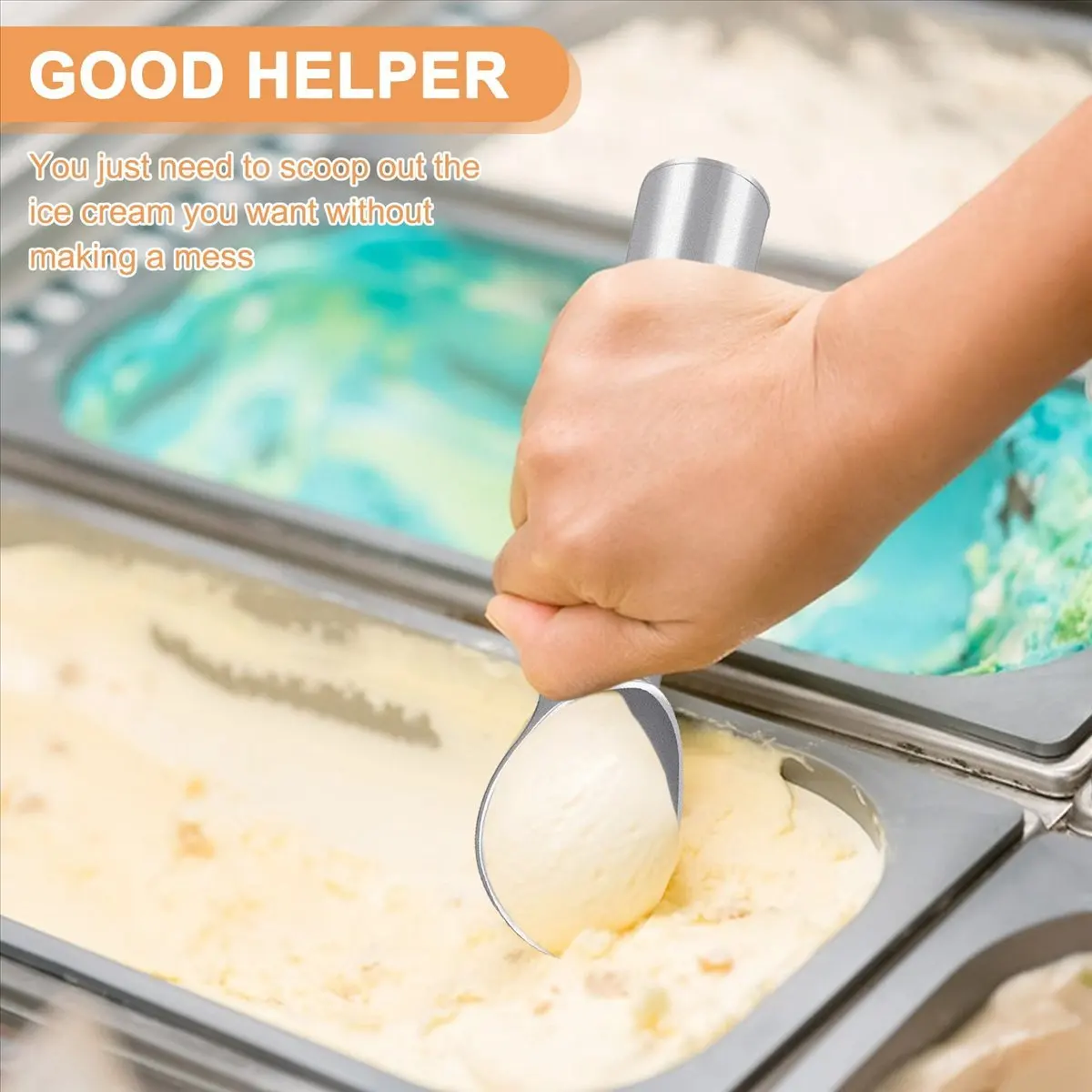 ● 1 pièce, cuillère à glace en aluminium, antiadhésive, résistante au gel, ustensile de cuisine pour la préparation de glaces – ABFB.