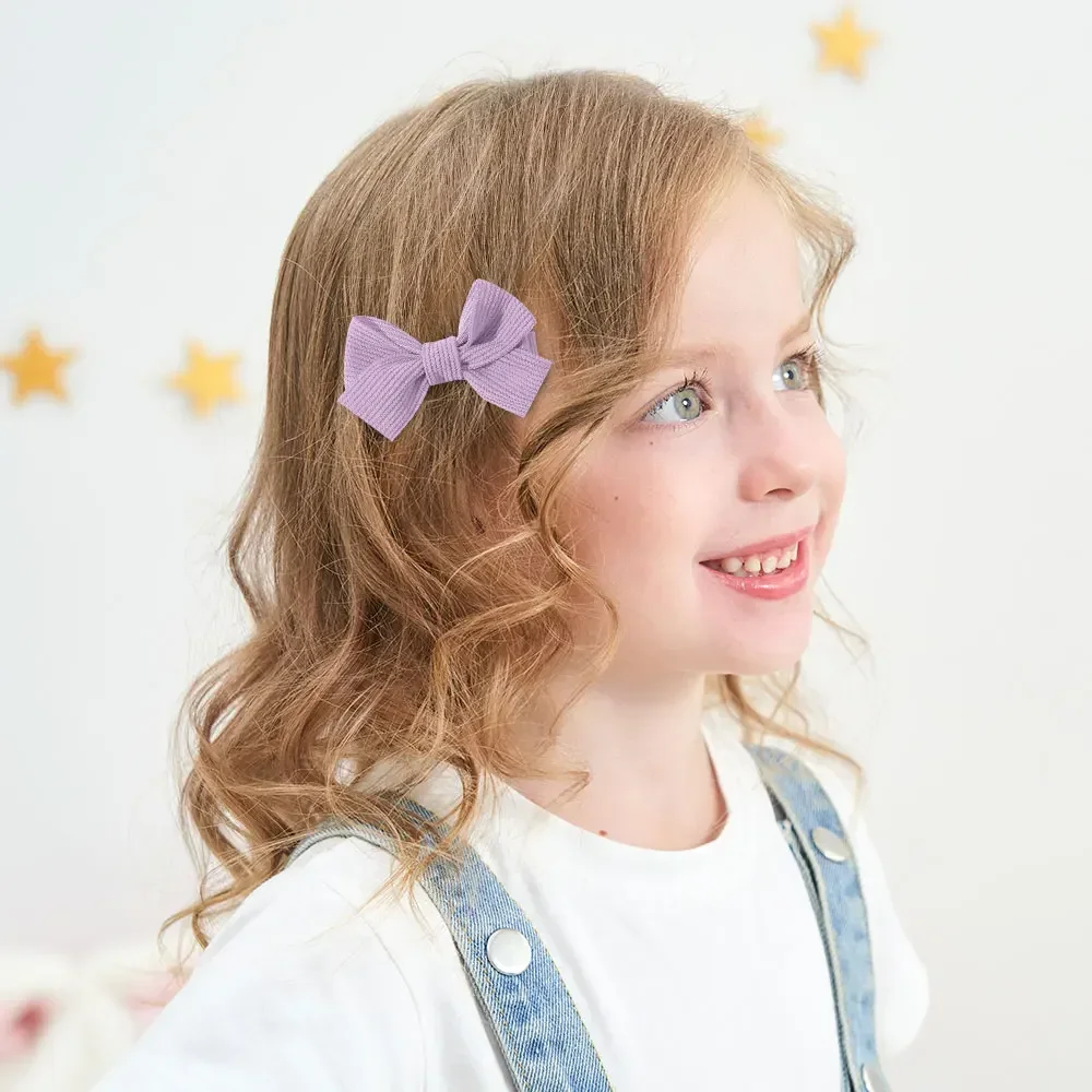 Arcoíris lazos 6 unids/set Mini lazos horquillas conjunto para niña lazo clásico flequillo para el cabello horquilla niños encantadores accesorios