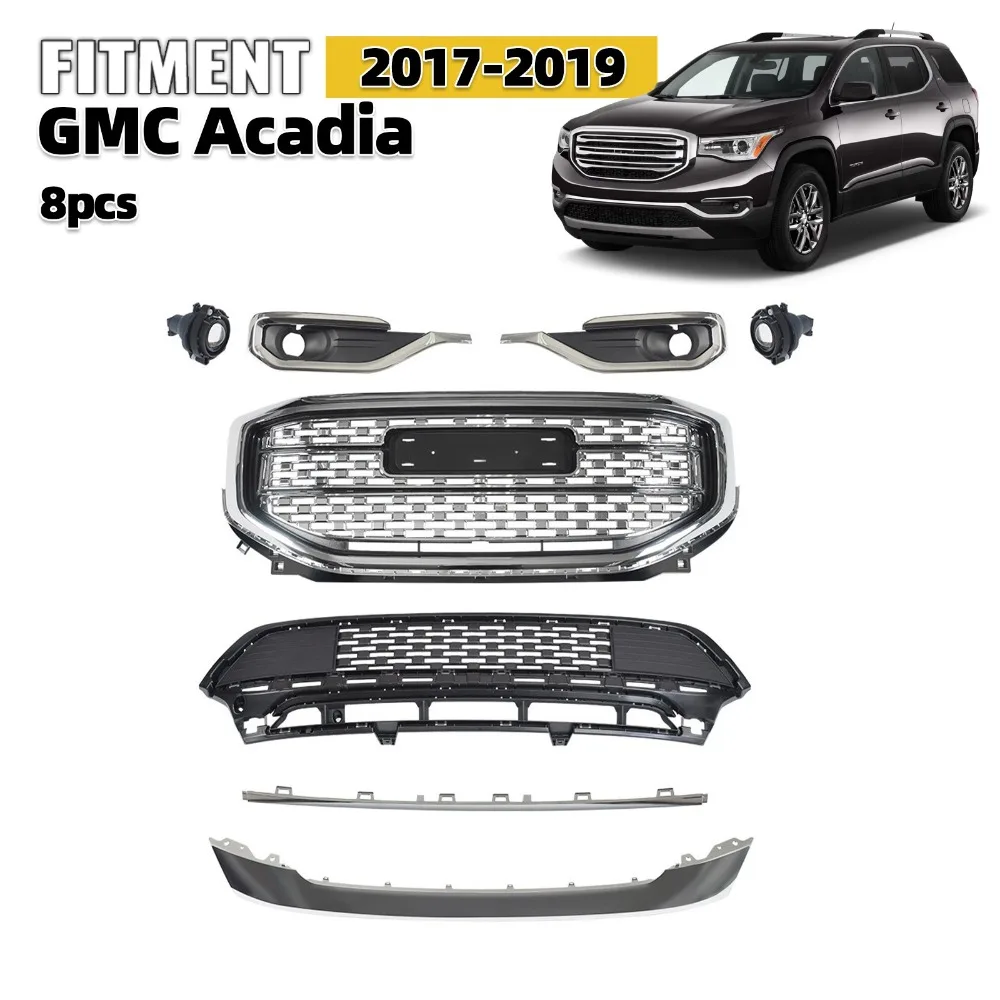 

Front Bumper Grille Assembly For 2017-2019 GMC Acadia w/ Fog Light Upper Lower
