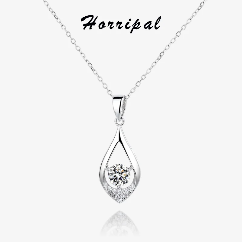 

D VVS1 Moissanite Pendant Necklace S925 Sterling Silver Plated 18k White Gold Water Drop Charms Necklace for Women Fine Jewelry