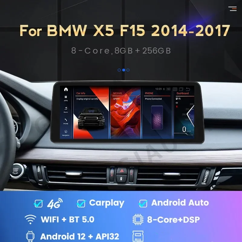 

12,3 "Android 12 для BMW X5 F15 2014-2017 NBT Автомобильный GPS-навигатор стерео радио Мультимедиа беспроводной Carplay WiFi BT