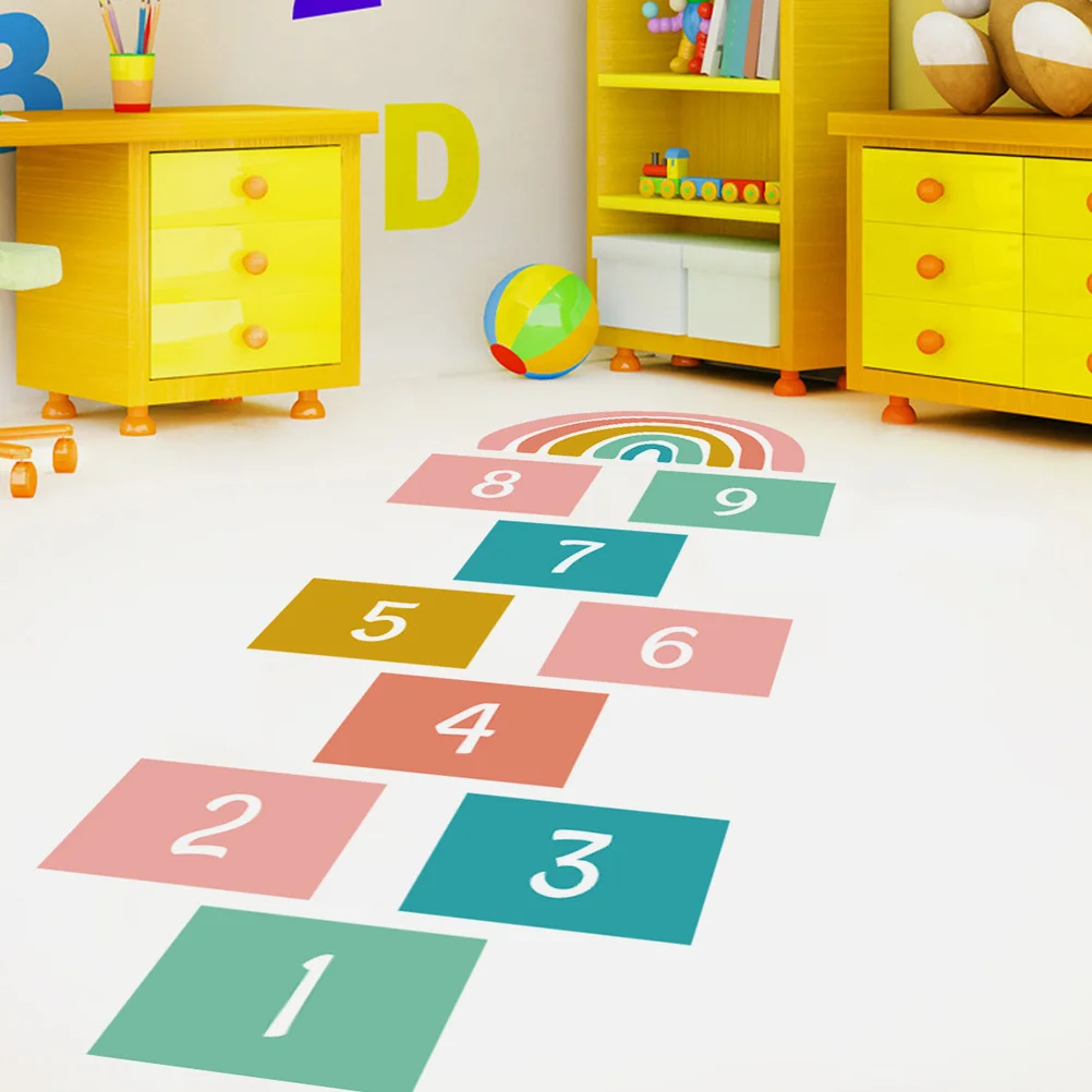 1Set Colorful Cartoon Number Floor Decals Removable Self-Adhesive Nursery Decorations Game Stickers for Bedroom Playroom Home