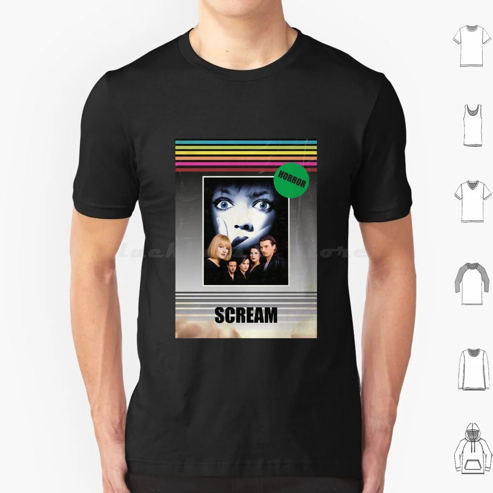 Scream 1996 Vhs estilo película de terror cartel camiseta de algodón hombres mujeres DIY impresión Ghostface Scream Horror Slasher Halloween aterrador