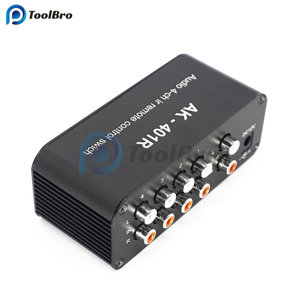 Áudio 4ch Infravermelho ir Interruptor de Controle Remoto dc 12v 5.5*2.1 mm Distorção de Baixo Ruído Canais Fonte de Áudio Switcher Ak401r