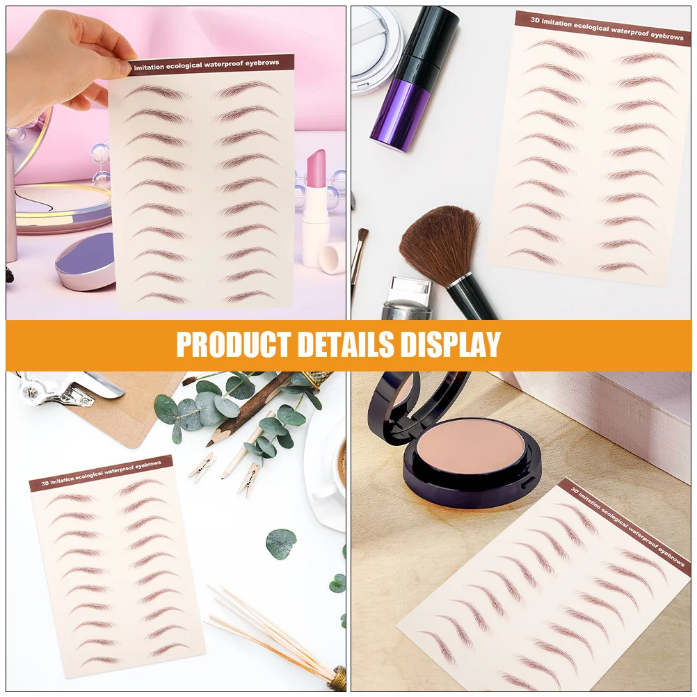 방수 눈썹 스티커 3D 헤어 같은 자연스러운 가짜 눈썹 스텐실 여성을위한 현실적인 임시 메이크업 땀 방지